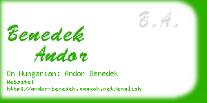 benedek andor business card